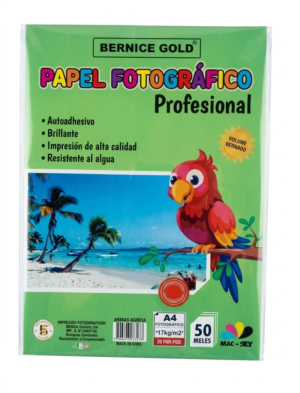 PAPEL FOTOGRÁFICO AUTOADESIVO BERNICE X20 HOJAS 210GRA4 21X29.7CM