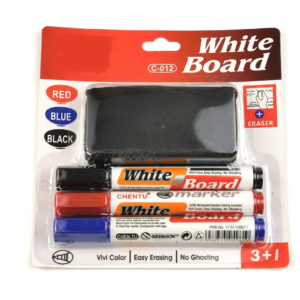 BORRADOR + 3 MARCADORES ACRILICO WHITE BOARD