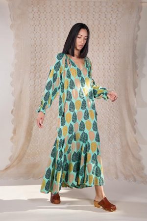 Vestido Melka Hojas Turquesa